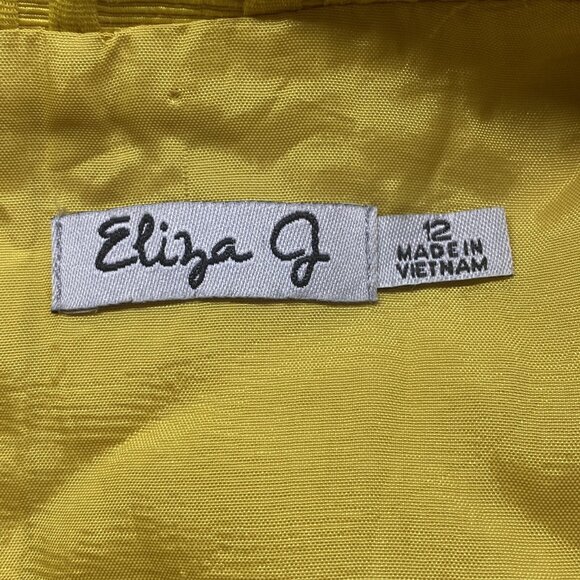 ELIZA J Women Sleeveless Knee Length Dress Zip Back Lined Sz 12 Yellow 66-16 - Picture 12 of 13